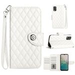 Custodia per cellulare in pelle con texture rombica per Nokia C32 con cordino (bianca)