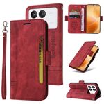 Per Xiaomi Poco X6 Pro / Redmi K70E 5G BETOPNICE Custodia per telefono in pelle con fibbia a doppio lato (Rosso)