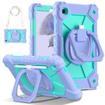 Custodia per tablet PC ibrida in silicone robot a colori a contrasto per Samsung Galaxy Tab A7 Lite 2021 (viola verde menta)