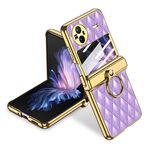 Per vivo X Flip GKK Custodia magnetica per telefono in pelle galvanica con motivo a rombo integrato con anello (viola)