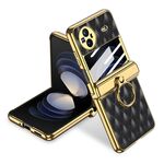 Per vivo X Flip GKK Custodia magnetica per telefono in pelle galvanica con motivo a rombo integrato con anello (nero)