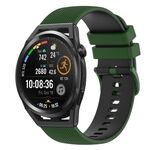 Per Huawei Watch GT Runner 22mm Cinturino in silicone bicolore a scacchi (verde Amy + nero)