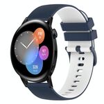 Per Huawei Watch 3 Cinturino in silicone bicolore a scacchi da 22 mm (blu scuro + bianco)