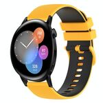 Per Huawei Watch 3 Cinturino in silicone bicolore a scacchi da 22 mm (giallo + nero)