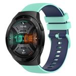 Per Huawei Watch GT 2E Cinturino in silicone bicolore a scacchi da 22 mm (verde acqua + blu)