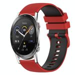 For Honor Magic Watch 2 46mm 22mm Cinturino in silicone bicolore a scacchi (rosso + nero)