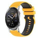 For Honor Magic Watch 2 46mm 22mm Cinturino in silicone bicolore a scacchi (giallo + nero)