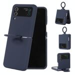 Per Samsung Galaxy Flip 3 Custodia per telefono con fibbia ad anello integrata in silicone (blu scuro)