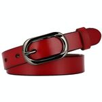 ZK--052 Cintura in pelle bovina morbida e resistente all'usura con fibbia ad ardiglione, lunghezza: 115 cm (rosso)