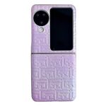 Per OPPO Find N3 Flip Custodia per telefono in pelle geometrica sfumata con vernice perlescente (viola)
