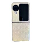 Per OPPO Find N3 Flip Custodia per telefono in pelle geometrica sfumata con vernice perlescente (Oro)