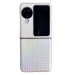 Per OPPO Find N3 Flip Custodia per cellulare in pelle geometrica con vernice perlescente sfumata (Argento)