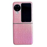 Per OPPO Find N3 Flip Custodia per telefono in pelle geometrica sfumata con vernice perlescente (rosa)
