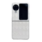 Per OPPO Find N3 Flip Custodia per cellulare in pelle a quadretti con vernice perlescente a forma di diamante (Argento)