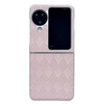 Per OPPO Find N3 Flip Custodia per cellulare in pelle a quadretti con vernice perlescente a forma di diamante (rosa)