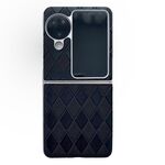 Per OPPO Find N3 Flip Custodia per cellulare in pelle a quadretti con vernice perlescente a forma di diamante (nera)