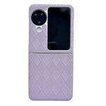 Per OPPO Find N3 Flip Custodia per cellulare in pelle a quadretti con vernice perlescente a forma di diamante (viola)