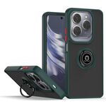 Custodia per telefono TPU + PC per Infinix Hot 40 / Hot 40 Pro Q Shadow 1 con anello (verde scuro)