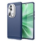 Per OPPO Reno11 Pro Custodia per telefono TPU con texture spazzolata in fibra di carbonio globale (blu)