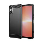 Custodia per telefono in TPU con texture spazzolata in fibra di carbonio per Sony Xperia 5 V (nera)
