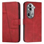 Custodia per telefono in pelle con fibbia in pelle di vitello con cuciture globali per OPPO Reno 11 Pro (rosso)