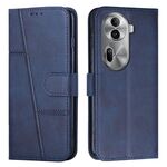 Custodia per telefono in pelle con fibbia in pelle di vitello con cuciture globali per OPPO Reno 11 Pro (blu)