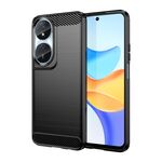 Custodia per telefono in TPU con texture spazzolata in fibra di carbonio Smart per Honor 90 (nera)