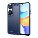 Custodia per telefono in TPU con texture spazzolata in fibra di carbonio Smart per Honor 90 (blu)