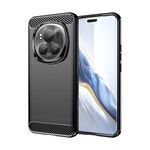 Custodia per telefono in TPU con texture spazzolata in fibra di carbonio per Honor Magic 6 Pro (nera)