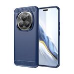 Custodia per telefono in TPU con texture spazzolata in fibra di carbonio per Honor Magic 6 Pro (blu)
