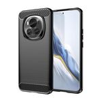 Custodia per telefono in TPU con texture spazzolata in fibra di carbonio per Honor Magic 6 (nera)