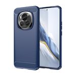 Custodia per telefono in TPU con texture spazzolata in fibra di carbonio per Honor Magic 6 (blu)