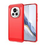 Custodia per telefono in TPU con texture spazzolata in fibra di carbonio per Honor Magic 6 (rossa)