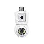 ESCAM QF202 E27 2x2MP Rilevatore di movimento a doppia lente Impermeabile WiFi IP Telecamera per visione notturna con audio bidirezionale (Bianco)