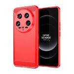Per Xiaomi 14 Ultra Custodia in TPU con texture spazzolata in fibra di carbonio (rossa)