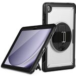 Custodia per tablet con supporto per giradischi con impugnatura a nido d'ape per Samsung Galaxy Tab A9+ (trasparente)