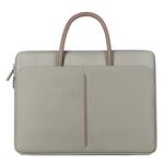 Borsa per laptop in tessuto Oxford da 15 -15,6 pollici Valigetta da donna per uomo con manico in PU (grigio verde)