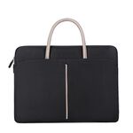 Borsa per laptop in tessuto Oxford da 15 -15,6 pollici Valigetta da donna per uomo con manico in PU (nero scuro)