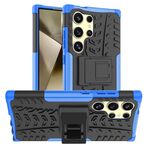 Per Samsung Galaxy S24 Ultra 5G Texture pneumatici TPU + custodia per PC con supporto (blu)