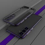 Per Samsung Galaxy S23 FE 5G Serie Aurora Protezione per lenti + Custodia per telefono con struttura in metallo (Nero Viola)