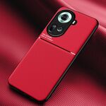 Per OPPO Reno11 5G Global Classic Tilt Strip Grano Magnetico Antiurto PC + Custodia per Telefono in TPU (Rosso)