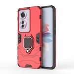 Per OPPO Reno11 F 5G PC + Custodia protettiva antiurto in TPU con supporto per anello magnetico(Rosso)