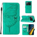 Custodia per telefono in pelle con farfalla goffrata Xiaomi Redmi K70E (verde)