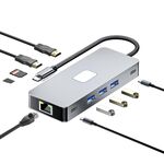 BYL-2315 10 in 1 da tipo C a PD100W + USB 3.0 + HDMI + RJ45 + docking station HUB SD/TF (grigio siderale)