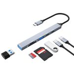 ADS-807 PD100 6 in 1 da tipo C a PD100W + USB 3.0 + USB 2.0 + docking station HUB SD/TF (grigio siderale)