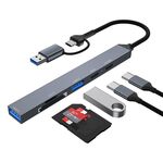 ADS-807D 6 in 1 USB + Tipo C a PD100W + USB 3.0/2.0 + Docking station HUB SD/TF (Grigio siderale)