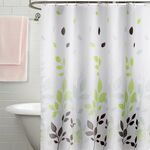 Tenda da doccia impermeabile stampata a foglie da 180x180 cm, in tessuto di poliestere ispessito per tende da bagno