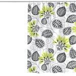 Tenda da doccia in poliestere impermeabile stampata con fiori botanici da 120x180 cm. Tessuto per tende da bagno ispessito per la casa