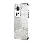Per OPPO Reno11 Custodia per telefono elettrolitico con polvere glitterata globale sfumata (Argento)