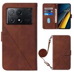 Per Xiaomi Redmi K70E Custodia a tracolla in pelle con vibrazione 3D in rilievo (marrone)